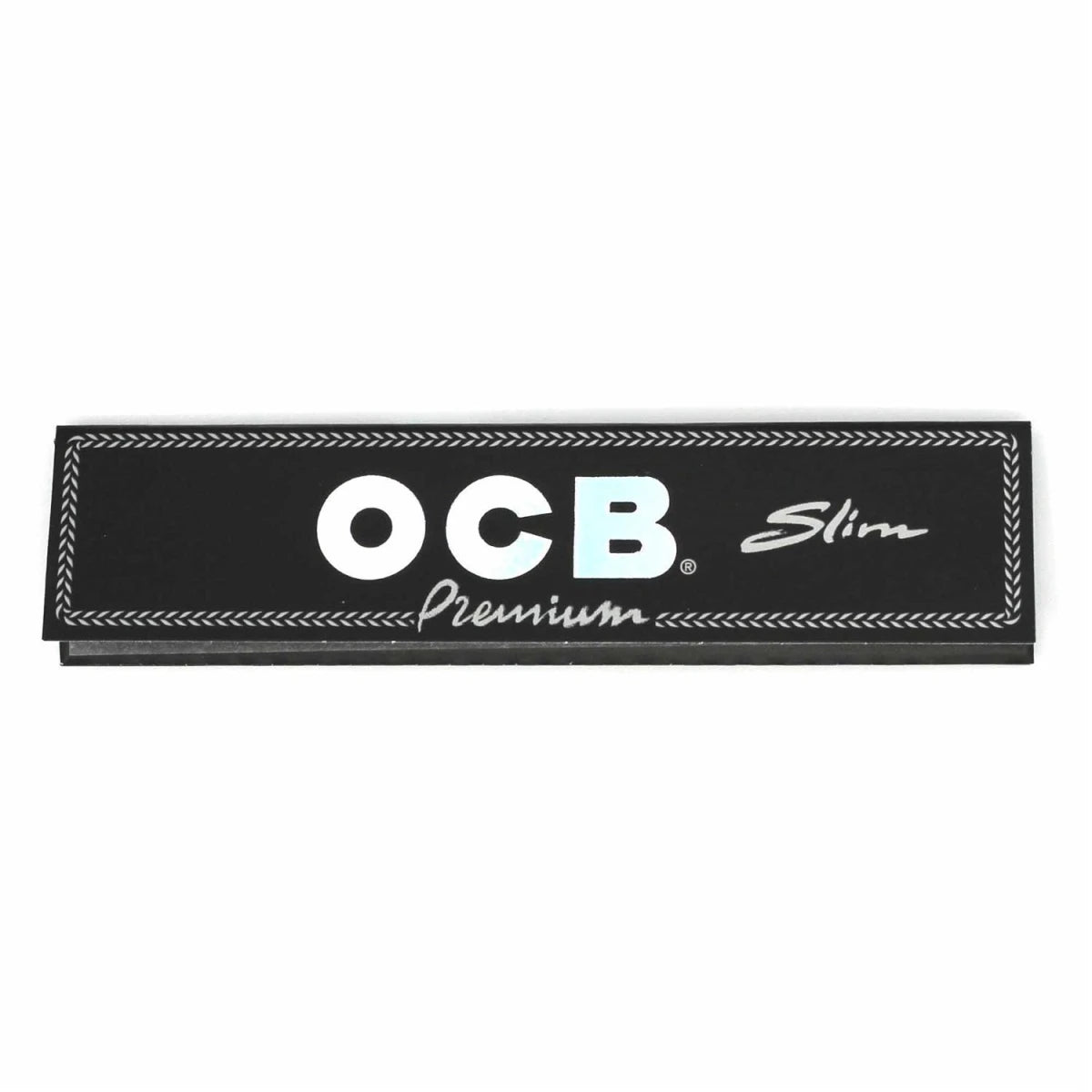 OCB Premium Papers box displaying 50 rolling papers, featuring a sleek design and high-quality paper texture.